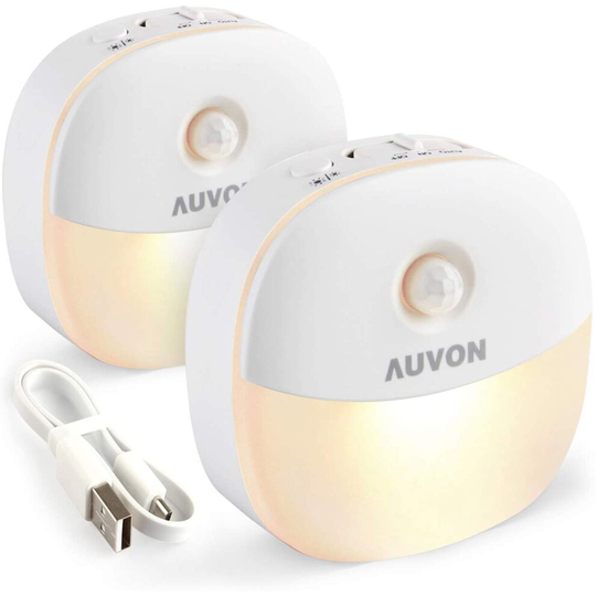 AUVON Night Light, USB Rechargeable LED Motion Sensor Light, Removable Magnetic Strip Stick-On Cupborad, Wardrobe, Closet, Kitchen, Stairs, Bedroom, H