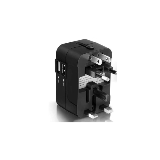 (Black ) UK to Europe Travel Adapter With 2 USB Ports - Safe & Grounded European Travel Adaptor Schuko Plug - EU Germany France Spain Portugal