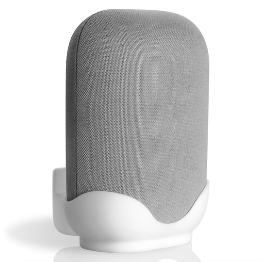 (White) Wall Mount Holder For Google Nest Audio Built-in Cable Manager Speaker Shelf Stand