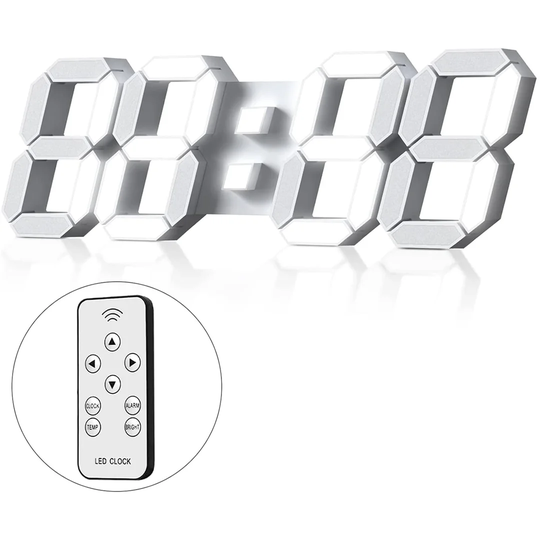 Digital Quartz Alarm Tabletop Clock in Black/White/Grey