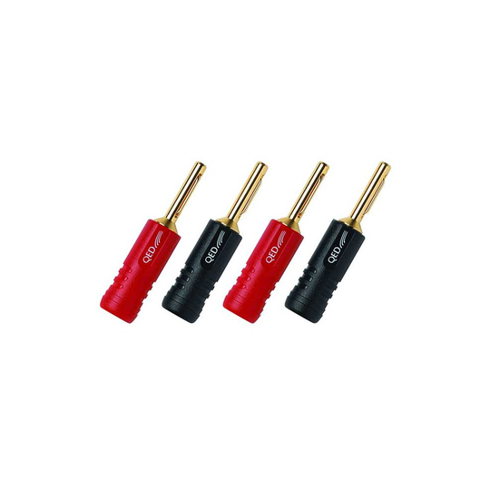 (4 Screwloc Forte Banana Plugs) QED Screwloc Forte Gold Plated 4mm Banana Plugs for Speakers and Amplifiers