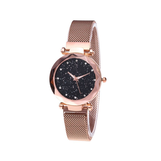 (Rose gold) Women Stars Sky Belt Watch Magnet Strap Casual