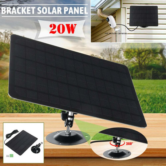 5V 20W Solar Panel for Security Camera Stand USB Charging Waterproof Outdoor