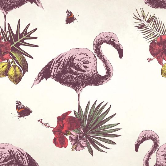 Walllpaper Roll 312X219cm Mural Decoration Kitchen Livingroom Bedroom Wallpaper Material With Print - Flamingohibiscus Birds Pastel