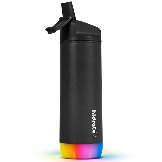 HidrateSpark STEEL - Insulated Stainless Steel Bluetooth Smart Water Bottle with Straw 500 ml & Free Hydration Tracker App - Black