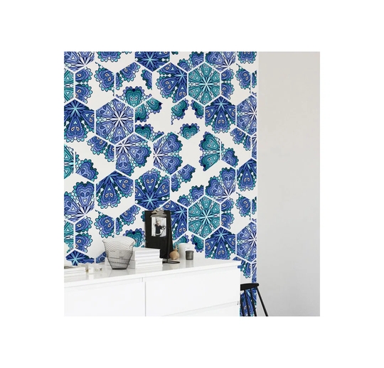 Stainforth Hexagon Flowers Geometricful Wallpaper