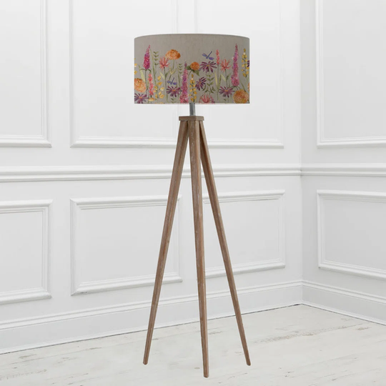 Aratus Grey Wash Tripod Floor Lamp With Florabunda Russet Shade D52cm