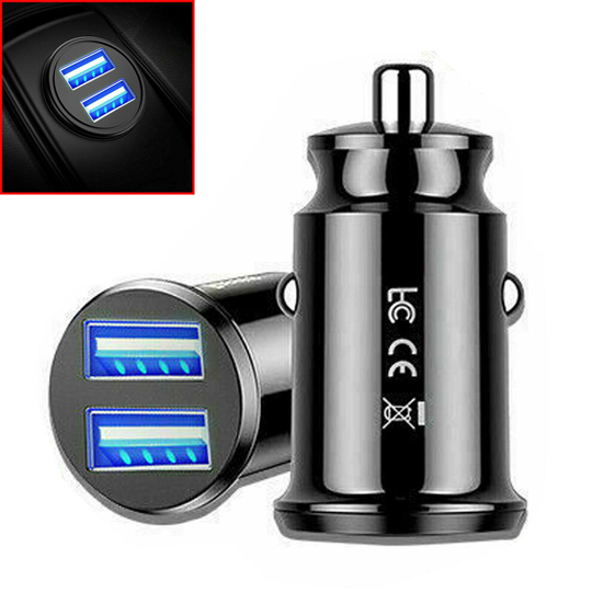 Car Cigarette Lighter Socket 12V Dual USB Ports Fast Charger Adapter