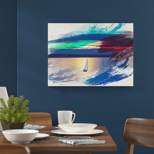 'Sailing Boat Lake' Graphic Art Print Poster