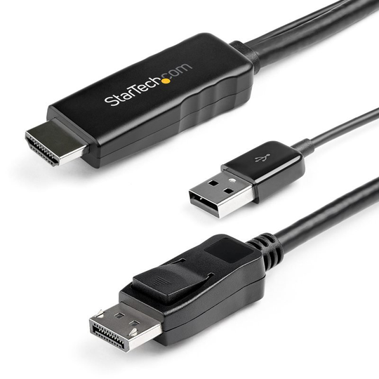 2m (6ft) HDMI to DisplayPort Cable 4K 30Hz - Active HDMI 1.4 to DP 1.2 Adapter Converter Cable with Audio - USB Powered - Mac & Windows - HDMI Laptop to DP Monitor - Male/Male