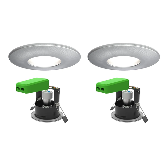 4lite WiZ Satin Chrome Smart Downlight with IP20 GU10 WiFi & Bluetooth - Twin Pack