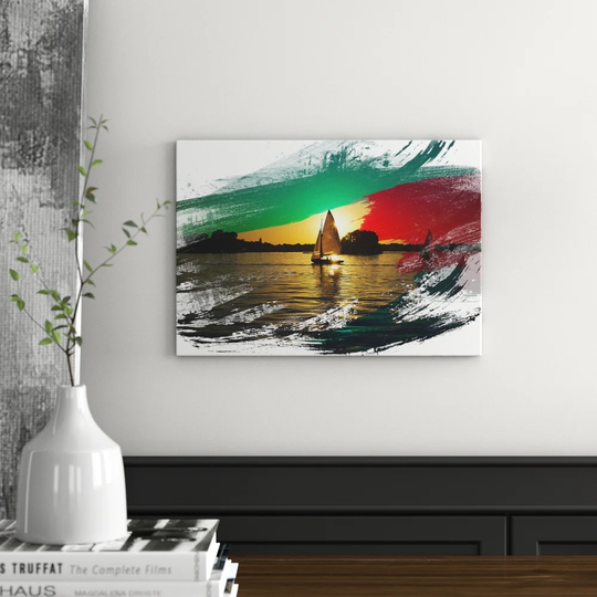 'Sailboats on the Lake' Graphic Art Print Poster