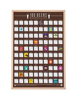 Gift Republic 100 Beers Bucket List Scratch Off Poster