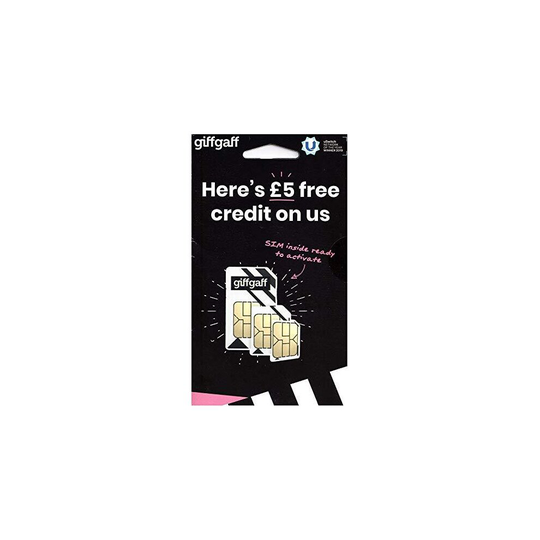Giffgaff 4G Multi Sim card (With 5 Preloaded Credit) + FREE Adapter - Unlimited Calls, Texts and Data -> Fits all Device