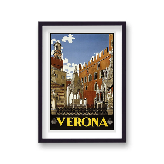 Vintage Travel Print Verona With Border