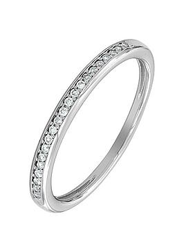 Love DIAMOND 9ct White Gold 8 Point Diamond Wedding Band, One Colour, Size K, Women
