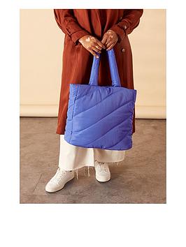 Accessorize Nylon Quilted Shopper - Blue , Blue, Women