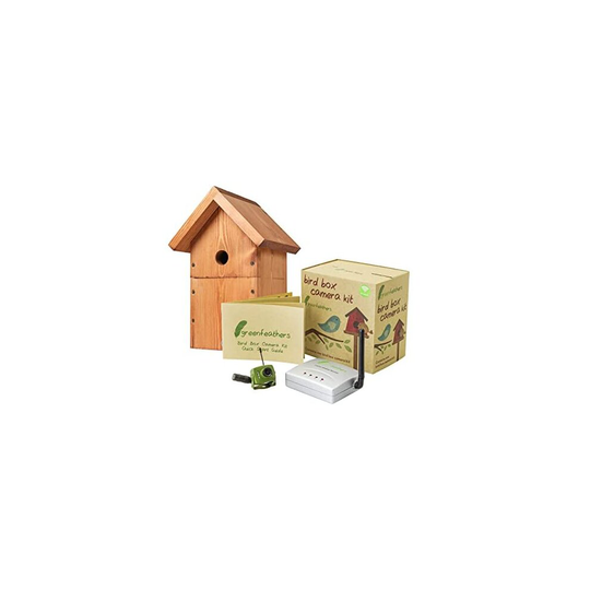 Green Feathers Complete DIY Timber Bird Nest Box with Wireless SD 700TVL Video Camera Kit, Includes Power Extension Cable and RCA to HDMI Adapter