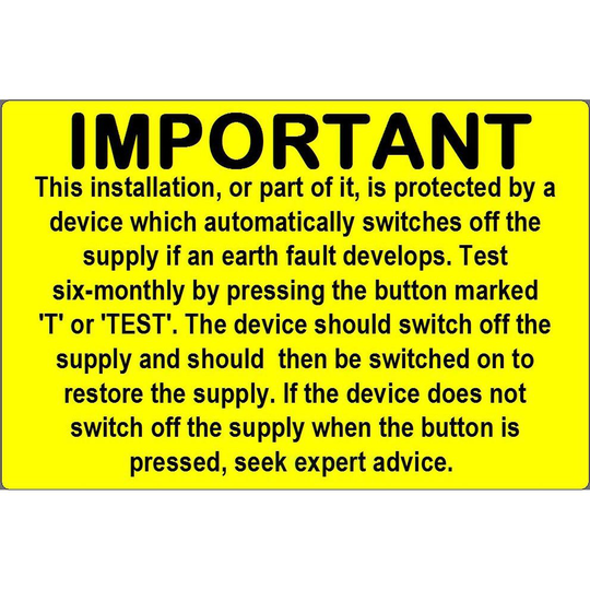 (100 RCD 6 monthly TEST Labels) RCD Test Labels - Electrical Safety Labels