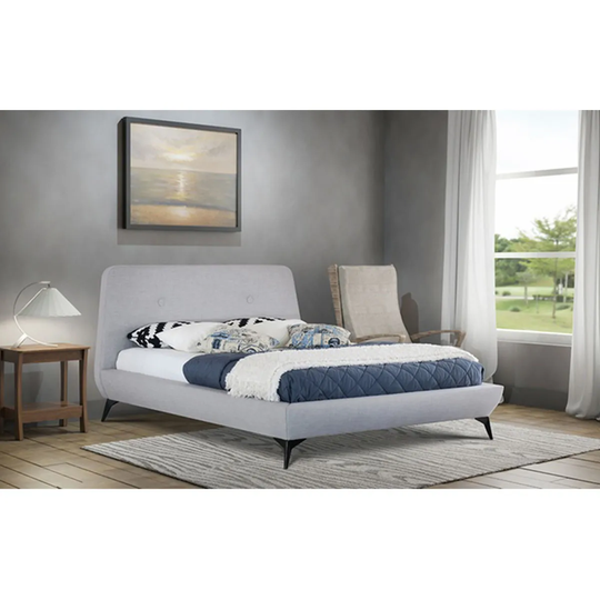 SleepOn Lucia USB Fabric Grey Bed Frame Double