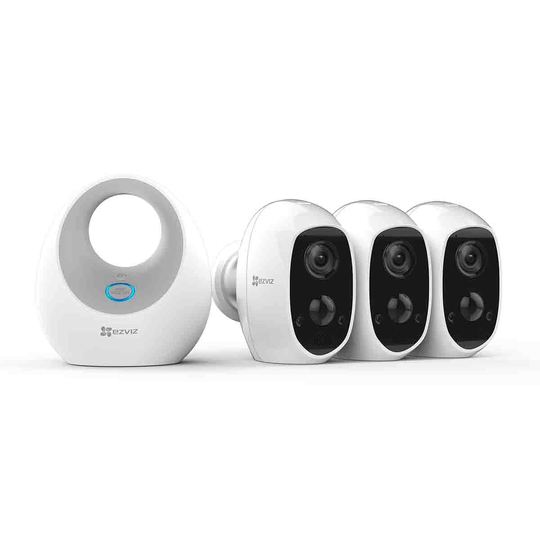EZVIZ Triple Pack Full HD Indoor/Outdoor Wire-free Battery Cam & Hub with Built-in Siren