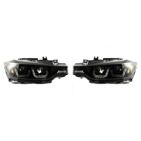 For BMW 3 Series F30 F31 2011-15 Black LED DRL Double U Projector Headlights