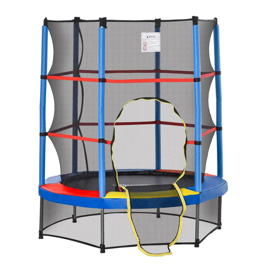 Jouet Kids 140cm Trampoline with Enclosure Net - Blue/Red/Black
