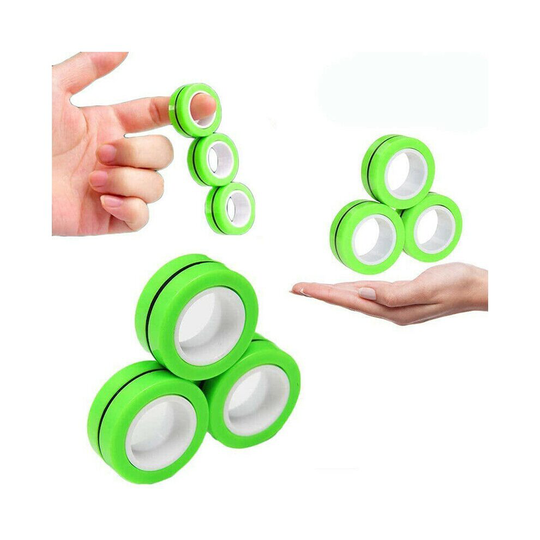 (Green) 3pcs Anti Stress Magnetic Bracelet Magical Ring