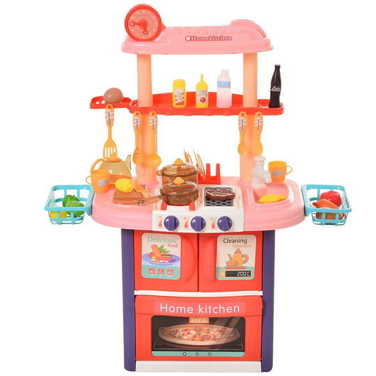 Jouet Kids Pretend Kitchen Play Set with Oven Accessories, Sounds & Lights - Multi