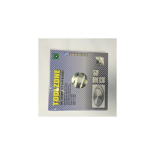 Toolzone 3 Piece 205mm Tct Saw Wood Cutting Blades With Reducing (adapters) - - saw blades tct wood 205mm circular medium fine coarse compatible