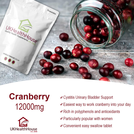 Cranberry Juice 12000mg - 60 Tablets - UTI Cystitis Urinary Bladder