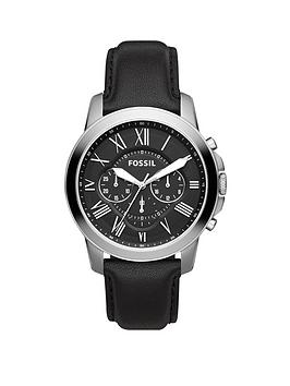 Fossil Grant Men's Watch Genuine Leather, Black, Men