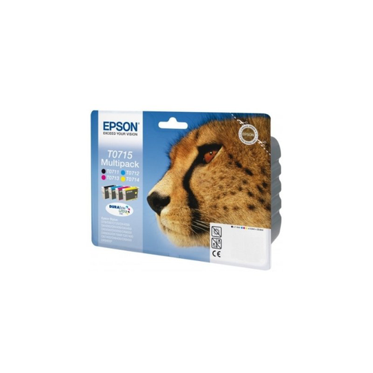Epson Ink/T0715 Cheetah 5.5ml Cyan, Magenta, Yellow, Black - C13T07154022