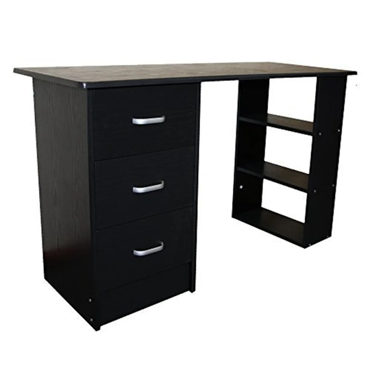 Computer Desk 3 Drawers 3 Shelves (Black)
