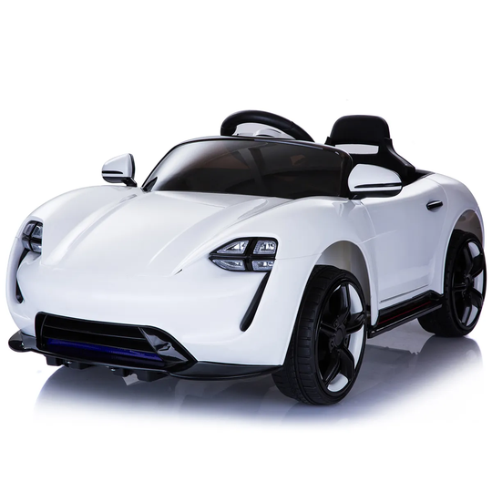 Reiten Kids Electric 6V Ride On Sports Car with LED Headlights & Remote Control - White