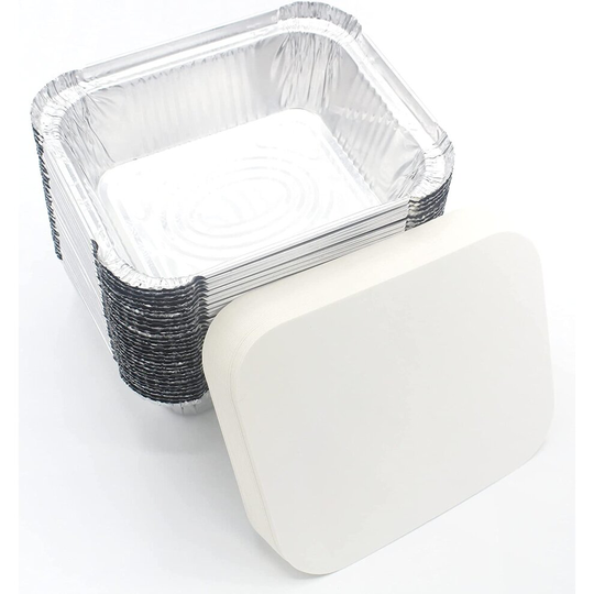 30 X FOOD ALUMINIUM FOIL CONTAINERS PLUS 30 X LIDS - SIZE: 140 x 115 x 40mm - PERFECT FOR HOME AND TAKEAWAY - GREAT MEAL PREP -...