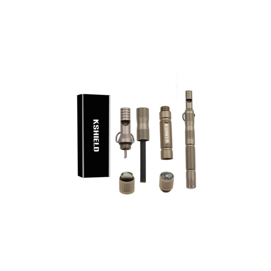 Multifunction EDC Knife Pocket Survival Tool Lighter Compass Outdoor Emergency