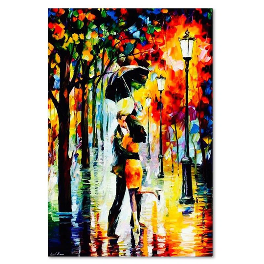 Canvas Print Romantic Couple Umbrella
