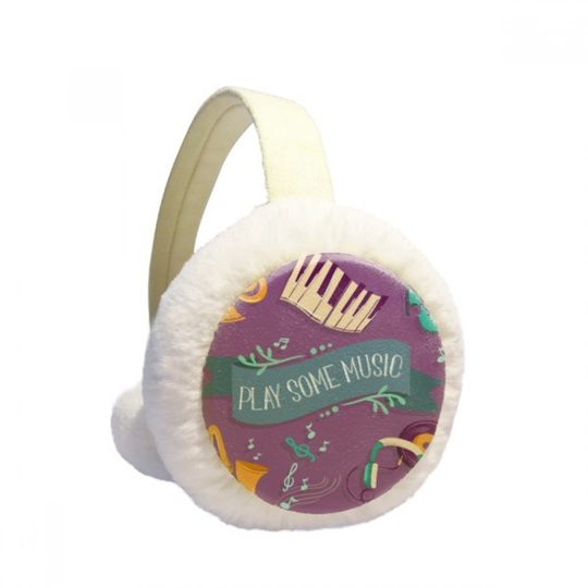 Electric Piano Music Headset Sounds Winter Ear Warmer Cable Knit Furry Fleece Earmuff Outdoor