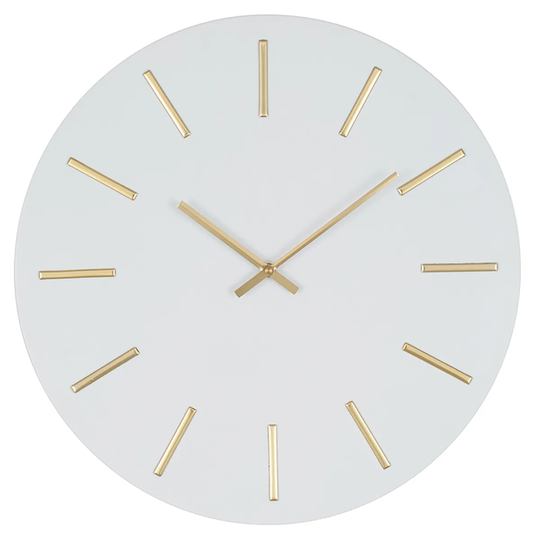 Celestial Matt White and Gold Detail Round Metal Wall Clock