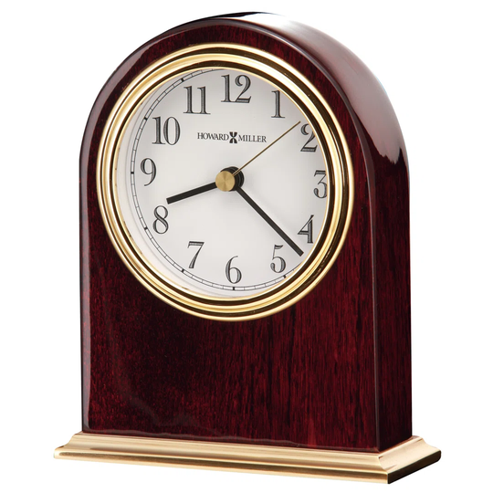 Monroe Traditional Analog Wood Quartz Tabletop Clock in Rosewood Hall/Polished Brass
