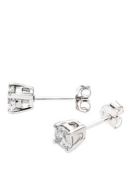 Love Diamond 9-Carat White Gold 50 Point Diamond Solitaire Earrings