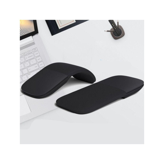 (Black) Bluetooth Foldable Wireless Ergonomic Arc Touch Computer Mouse