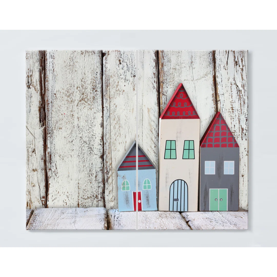 Houses Motif Magnetic Wall Mounted Cork Board