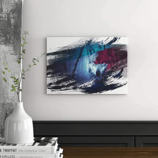 'Blue-Eyed Wolf in the Forest' Graphic Art Print Poster