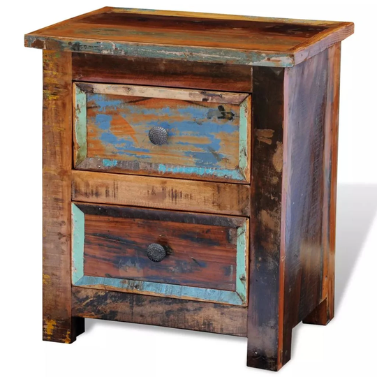 2 Drawer Solid Wood Bedside Table in Brown