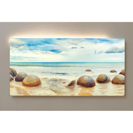 Backlight Motif Wall Picture Stones Sea Beach Magnetic Cork Board