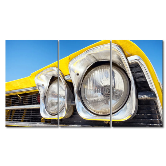 Classic Headlights 3 Piece Photographic Print on Canvas Set