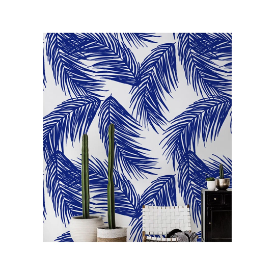 Alec Navy Palm Leaf Wallpaper