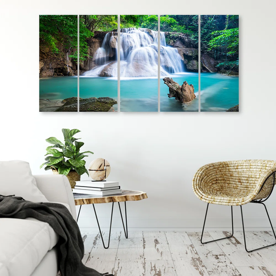 Canvas Print Waterfall Mountain Forest Nature
